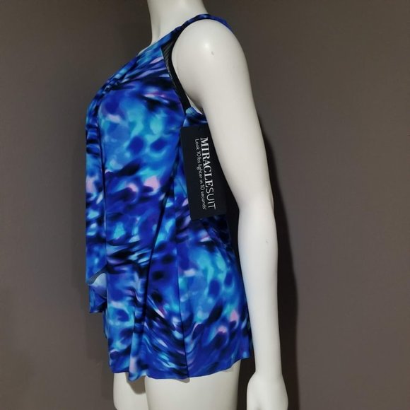 Miraclesuit Ursula Cloud Leopard Tankini Top Size 16 - Picture 3 of 8